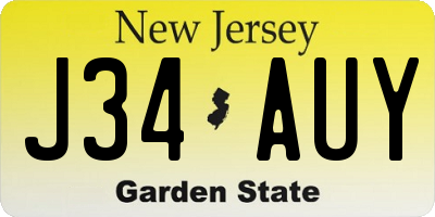 NJ license plate J34AUY