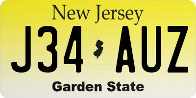 NJ license plate J34AUZ