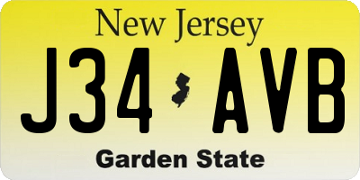 NJ license plate J34AVB