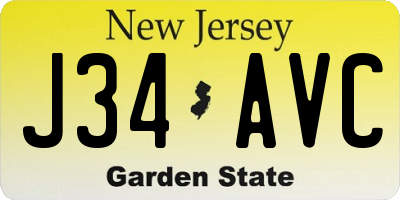 NJ license plate J34AVC