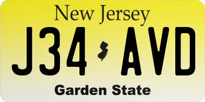 NJ license plate J34AVD