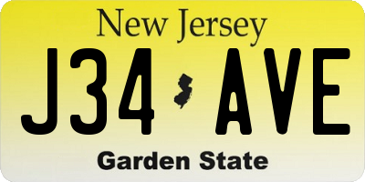 NJ license plate J34AVE