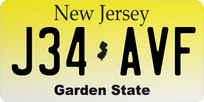 NJ license plate J34AVF