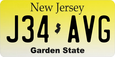 NJ license plate J34AVG