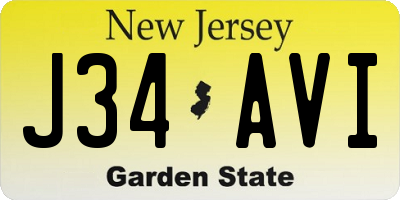 NJ license plate J34AVI