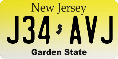 NJ license plate J34AVJ