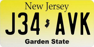 NJ license plate J34AVK