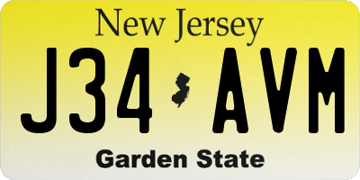 NJ license plate J34AVM