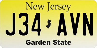 NJ license plate J34AVN