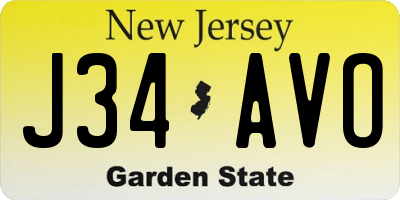 NJ license plate J34AVO