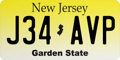 NJ license plate J34AVP