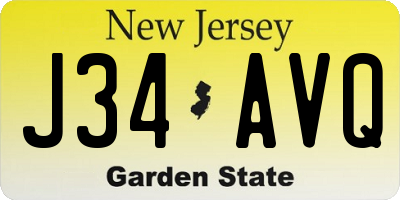 NJ license plate J34AVQ