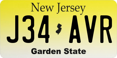 NJ license plate J34AVR