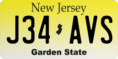 NJ license plate J34AVS