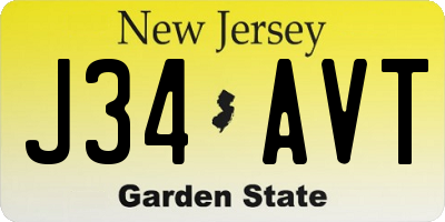 NJ license plate J34AVT