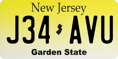 NJ license plate J34AVU