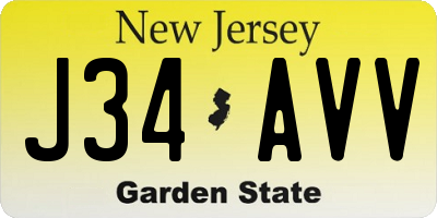 NJ license plate J34AVV