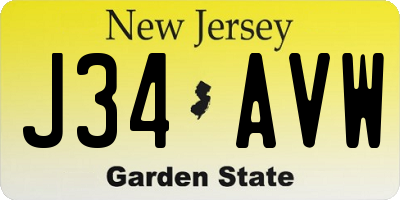 NJ license plate J34AVW