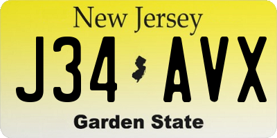 NJ license plate J34AVX