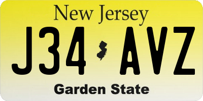 NJ license plate J34AVZ