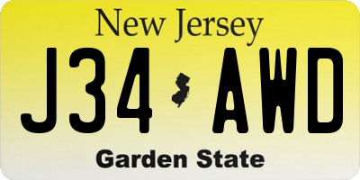 NJ license plate J34AWD