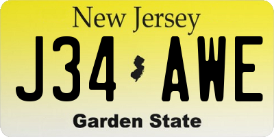 NJ license plate J34AWE