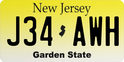 NJ license plate J34AWH