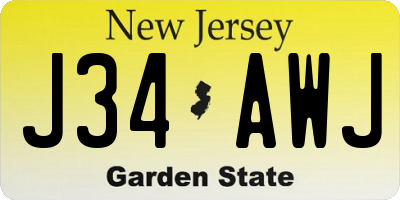 NJ license plate J34AWJ