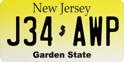 NJ license plate J34AWP