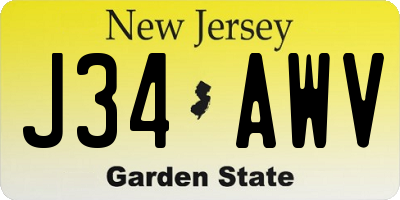NJ license plate J34AWV