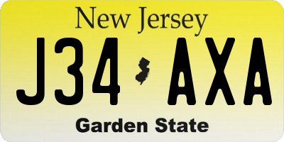 NJ license plate J34AXA