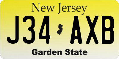 NJ license plate J34AXB