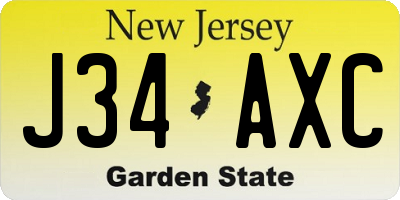 NJ license plate J34AXC