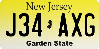 NJ license plate J34AXG