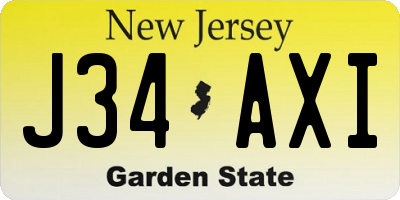 NJ license plate J34AXI