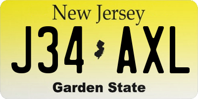 NJ license plate J34AXL