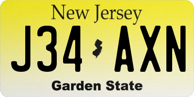 NJ license plate J34AXN