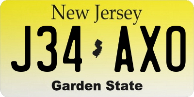 NJ license plate J34AXO