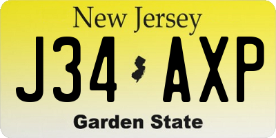 NJ license plate J34AXP