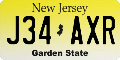 NJ license plate J34AXR