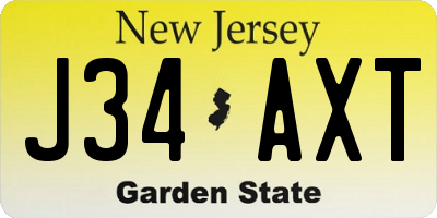 NJ license plate J34AXT