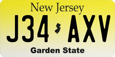 NJ license plate J34AXV