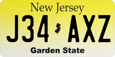 NJ license plate J34AXZ