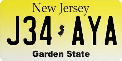 NJ license plate J34AYA