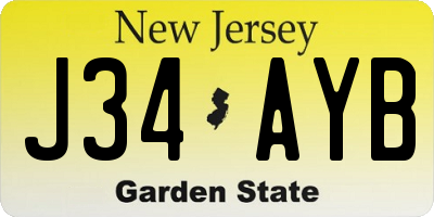NJ license plate J34AYB