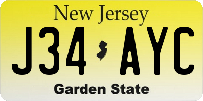 NJ license plate J34AYC