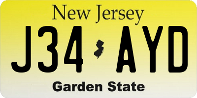 NJ license plate J34AYD