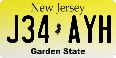 NJ license plate J34AYH