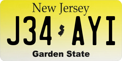 NJ license plate J34AYI