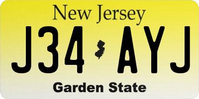 NJ license plate J34AYJ